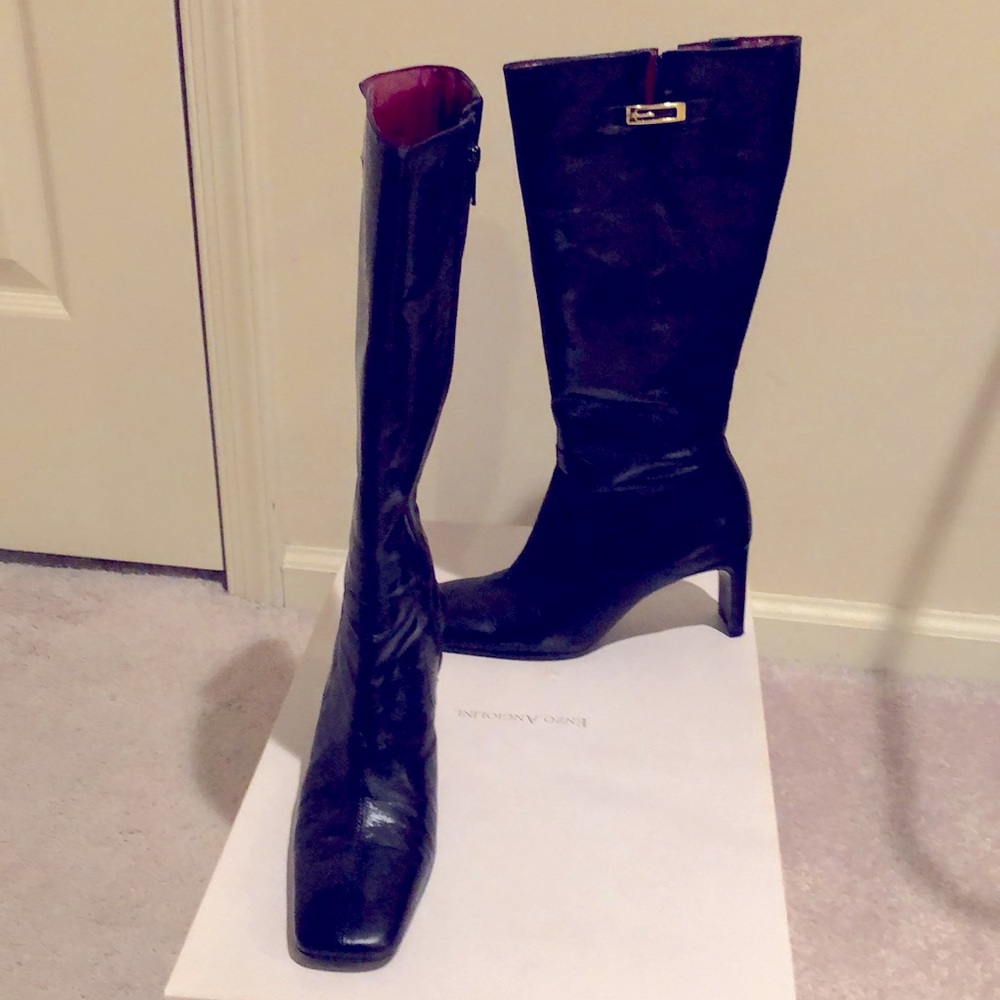 Size 6.5. Enzo Angiolini black high kidskin boots